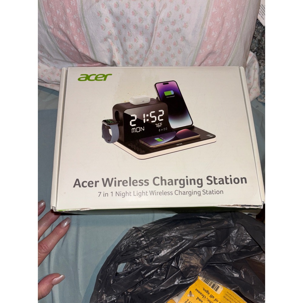Acer Gadget S1 7 in 1 Wireless Charging Station Night Light Alarm Clock Black